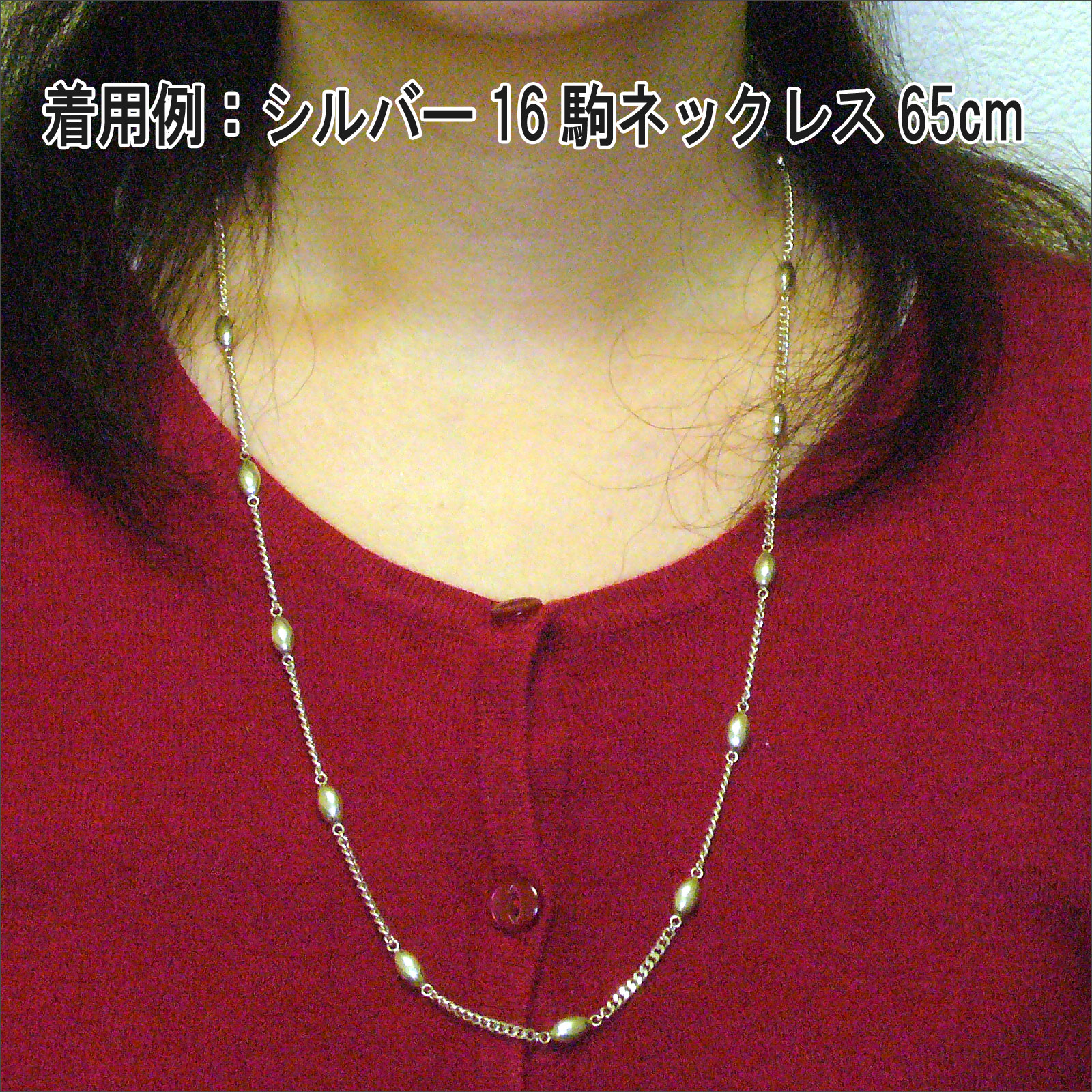 着用例:シルバー16駒ネックレス65cm