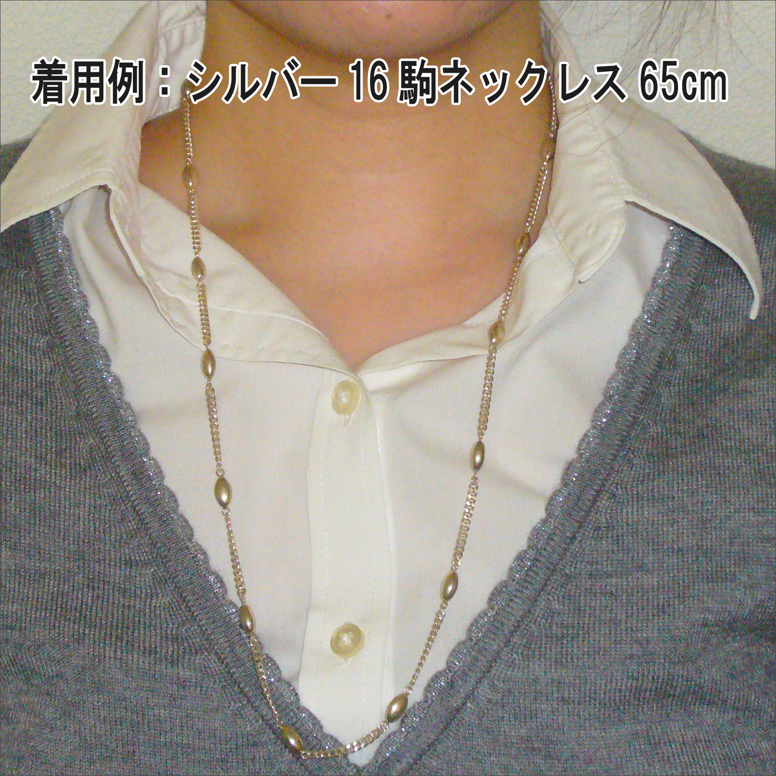 着用例:シルバー16駒ネックレス65cm