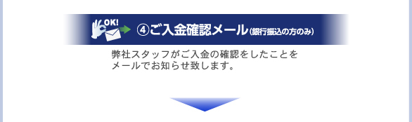 ④ご入金確認メール（銀行振り込みの方のみ）